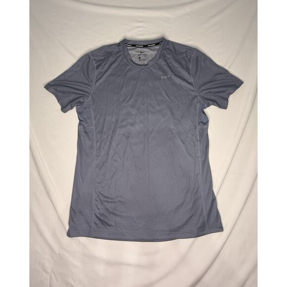 Nike Men's DRI FIT Running Blue/Grey Workout Shirt Short Sleeve LARGE - Picture 1 of 9